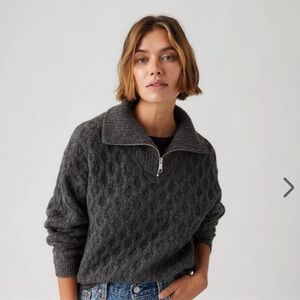 Levi's 1/4 zip Cable Knit T Sweater grey size large